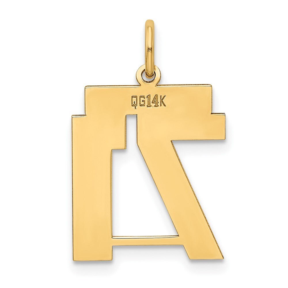 14k Yellow Gold Medium Polished Number 71 Charm Pendant for Women