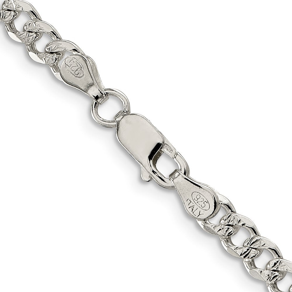 Sterling Silver 4.5mm Pave Curb Chain Necklace