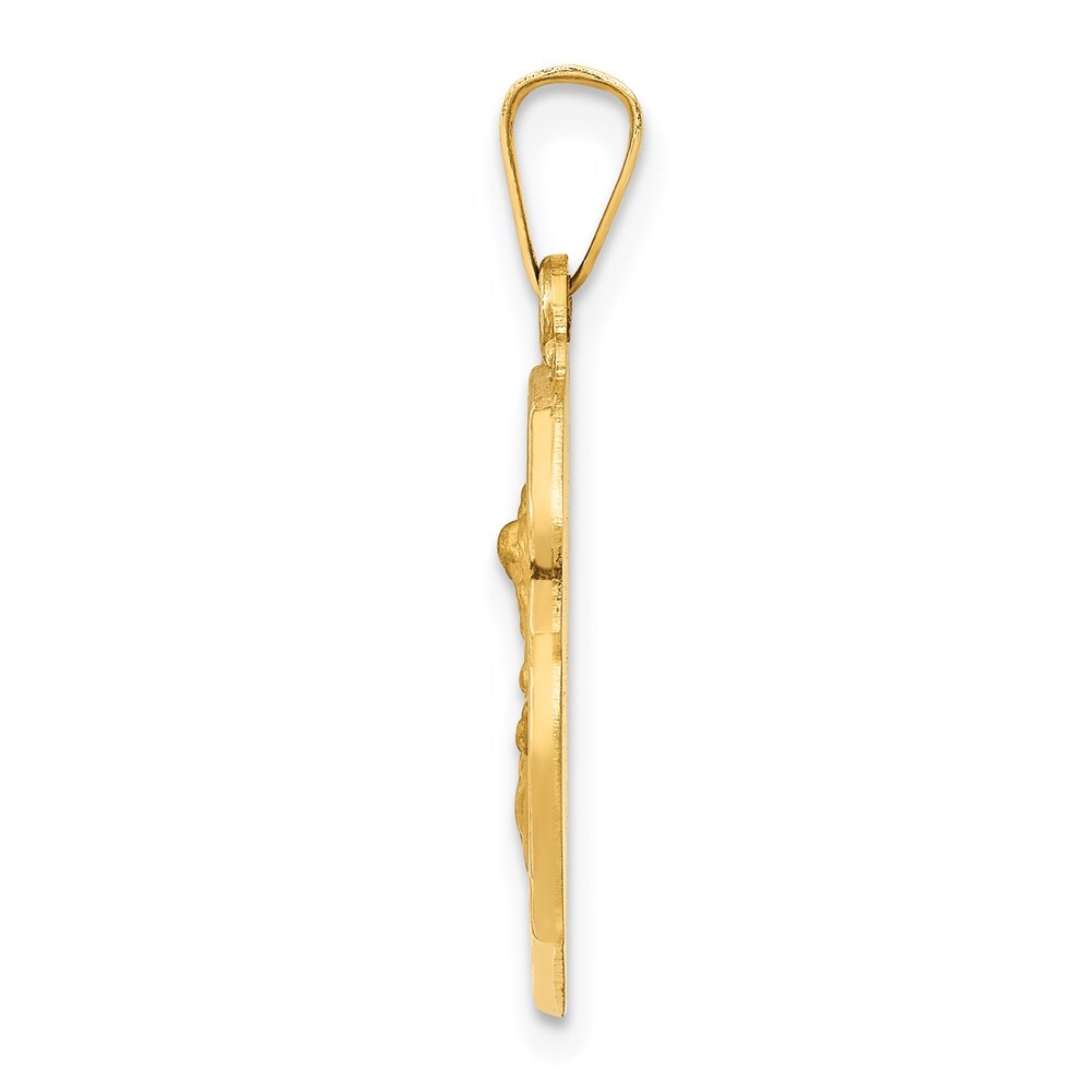 14k Yellow Gold Polished and Satin St Michael Badge Medal Hollow Pendant