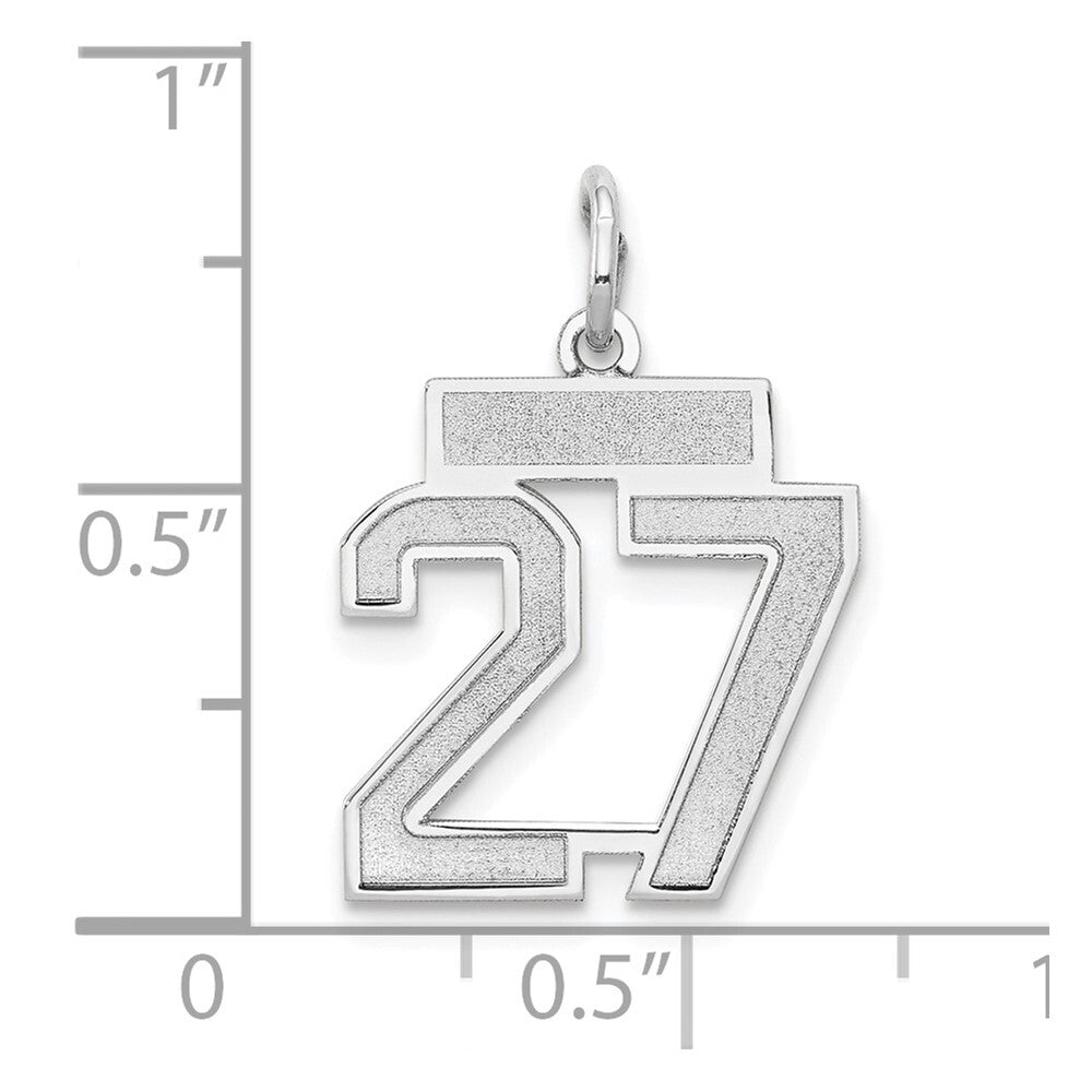 14k White Gold Small Satin Number 27 Charm Pendant for Women