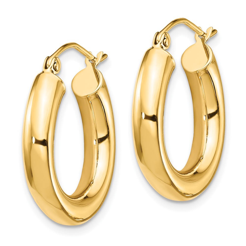 14k Yellow Gold Polished 4mm Tube Hoop Earrings Gift for Women