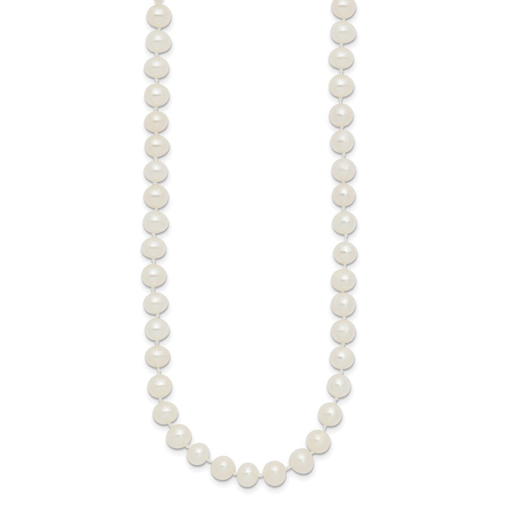 Sterling Silver 5-6mm White Freshwater Cultured Pearl 28 inch Necklace