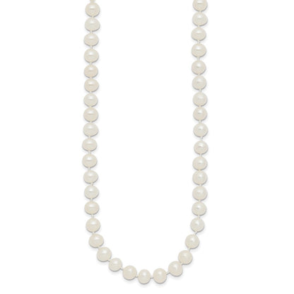 Sterling Silver 5-6mm White Freshwater Cultured Pearl 28 inch Necklace