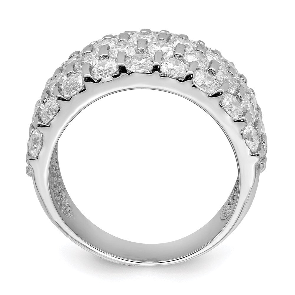 Sterling Silver Rhodium-plated Cubic Zirconia Wide Band Ring Size 7
