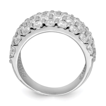 Sterling Silver Rhodium-plated Cubic Zirconia Wide Band Ring Size 7