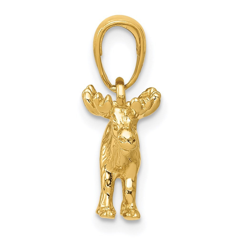 14k Yellow Gold 3-D Moose Pendant