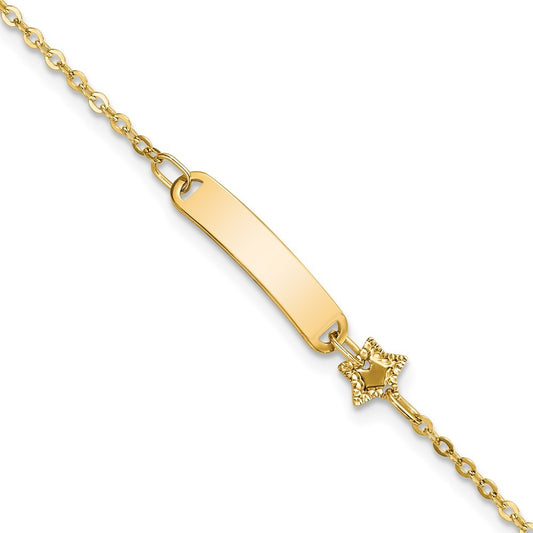 14k Yellow Gold Polished ID with Star Childrens Bracelet