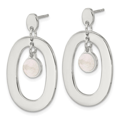 Sterling Silver Open Oval with Mother of Pearl Dangle Earrings