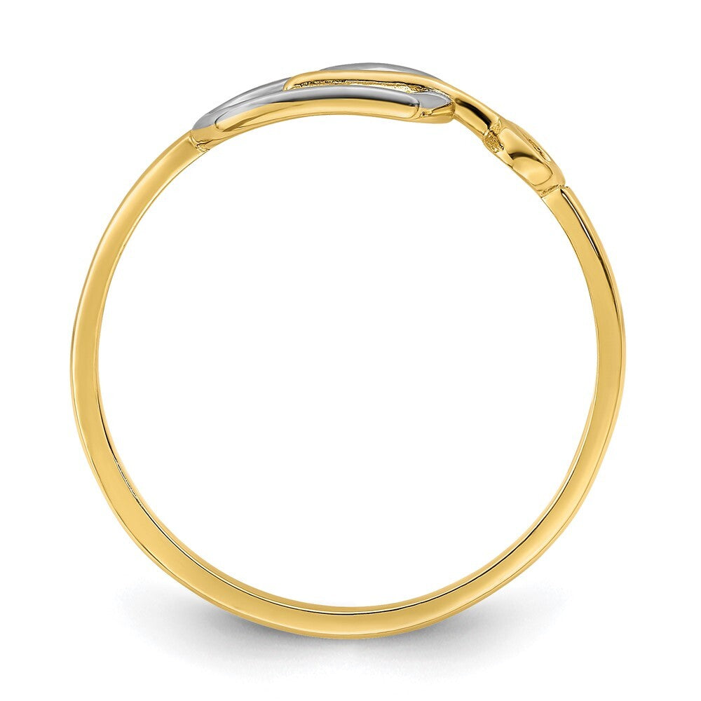14K Yellow Gold w/Rhodium Heart and Key Ring Size 7