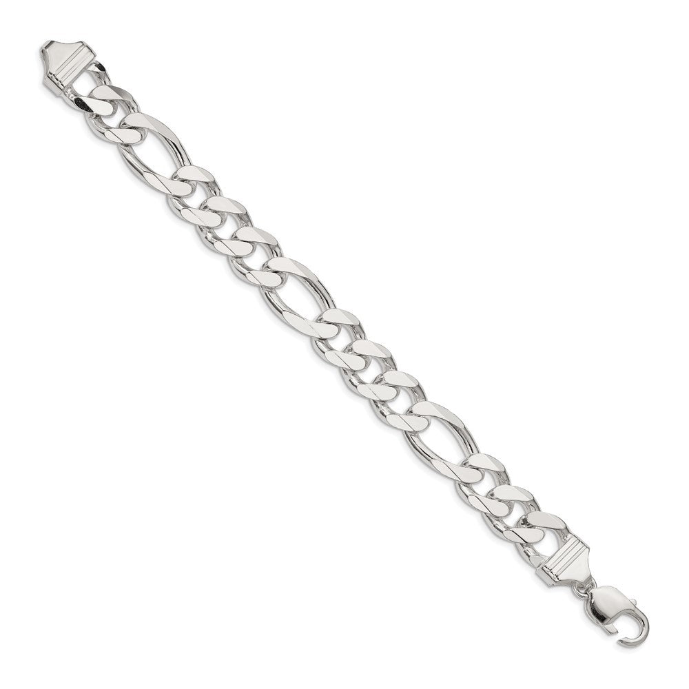 Sterling Silver 13.5mm Figaro Chain Bracelet