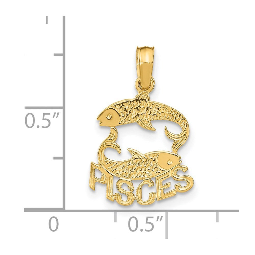 14k Yellow Gold PISCES Zodiac Charm