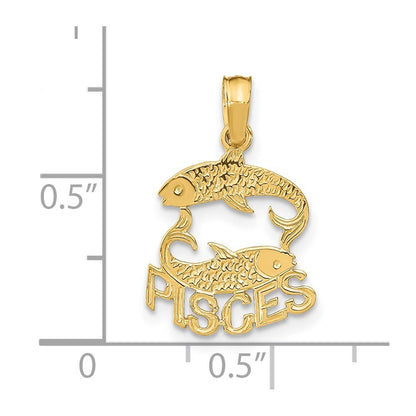 14k Yellow Gold PISCES Zodiac Charm