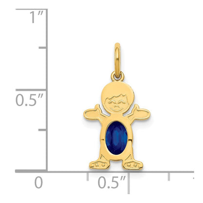 14k Yellow Gold Boy 6x4 Oval Genuine Sapphire-September Pendant for Women