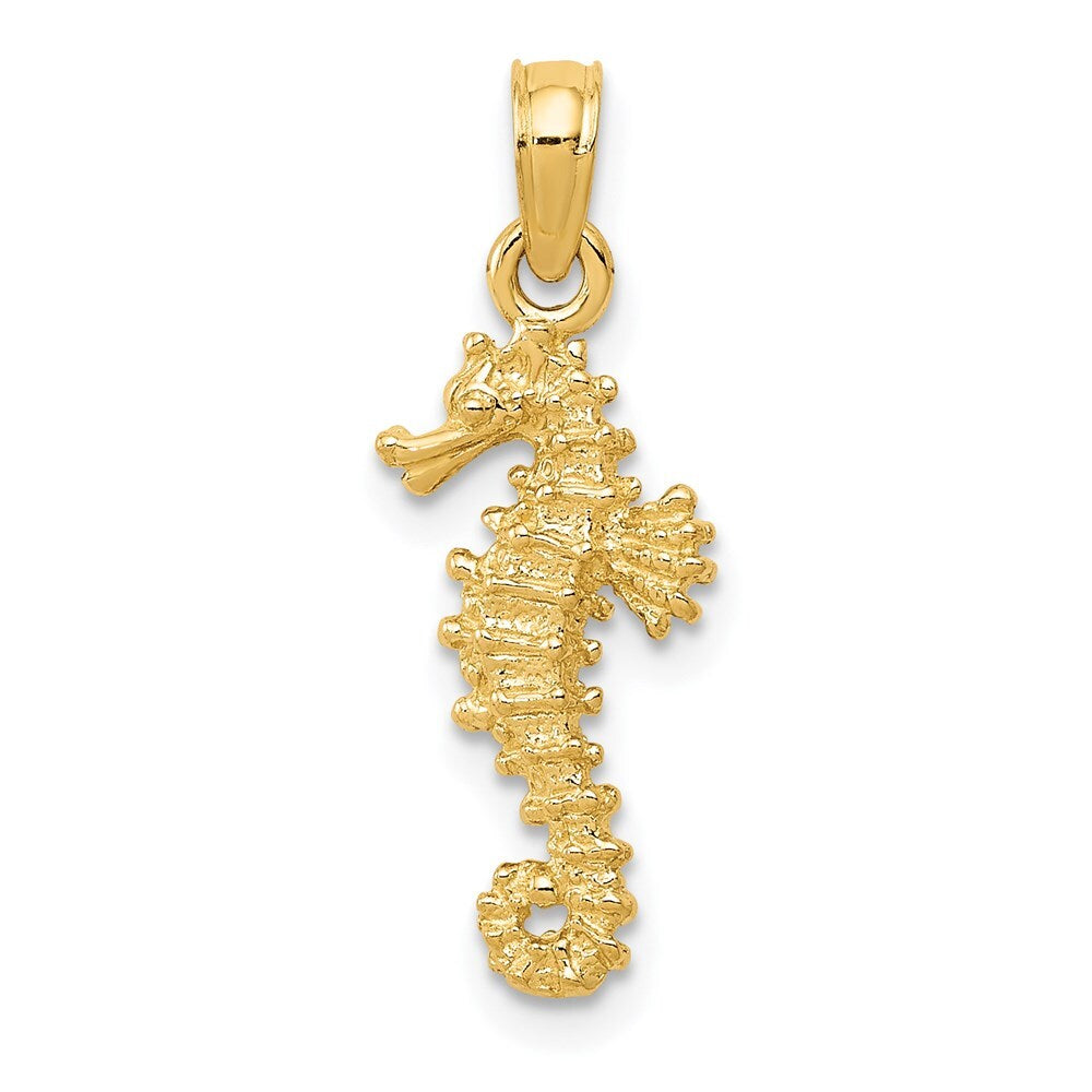14k Yellow Gold Seahorse Pendant for Women
