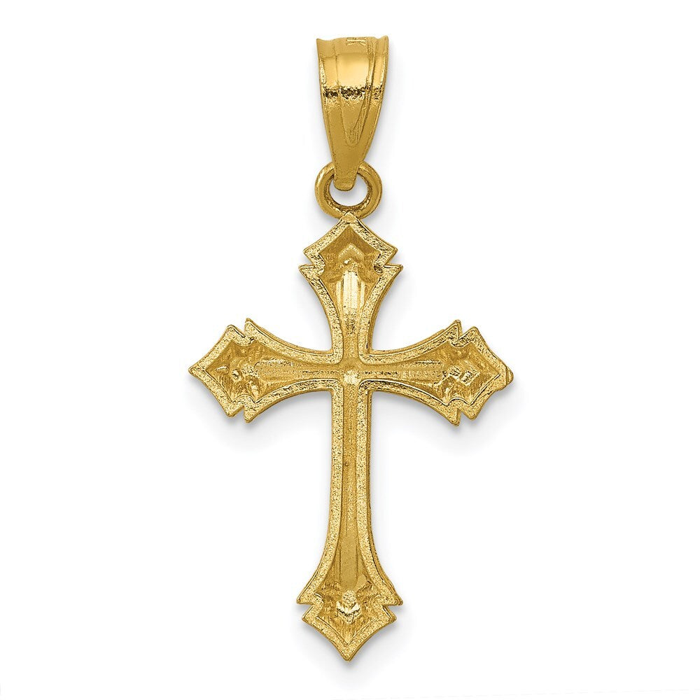 14k Yellow Gold Diamond-cut Passion Cross Charm Pendant for Women