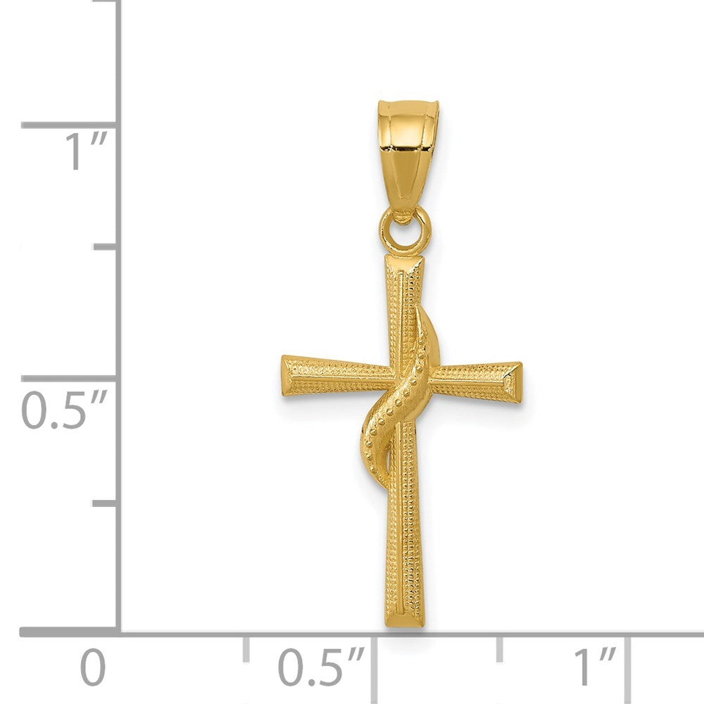 14k Yellow Gold Polished Cross Pendant for Women