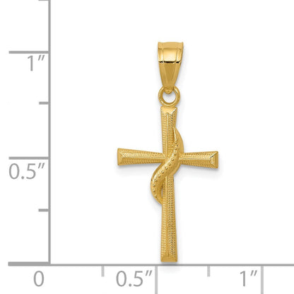 14k Yellow Gold Polished Cross Pendant for Women