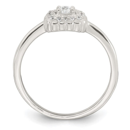 Sterling Silver Polished Halo CZ Ring Size 6