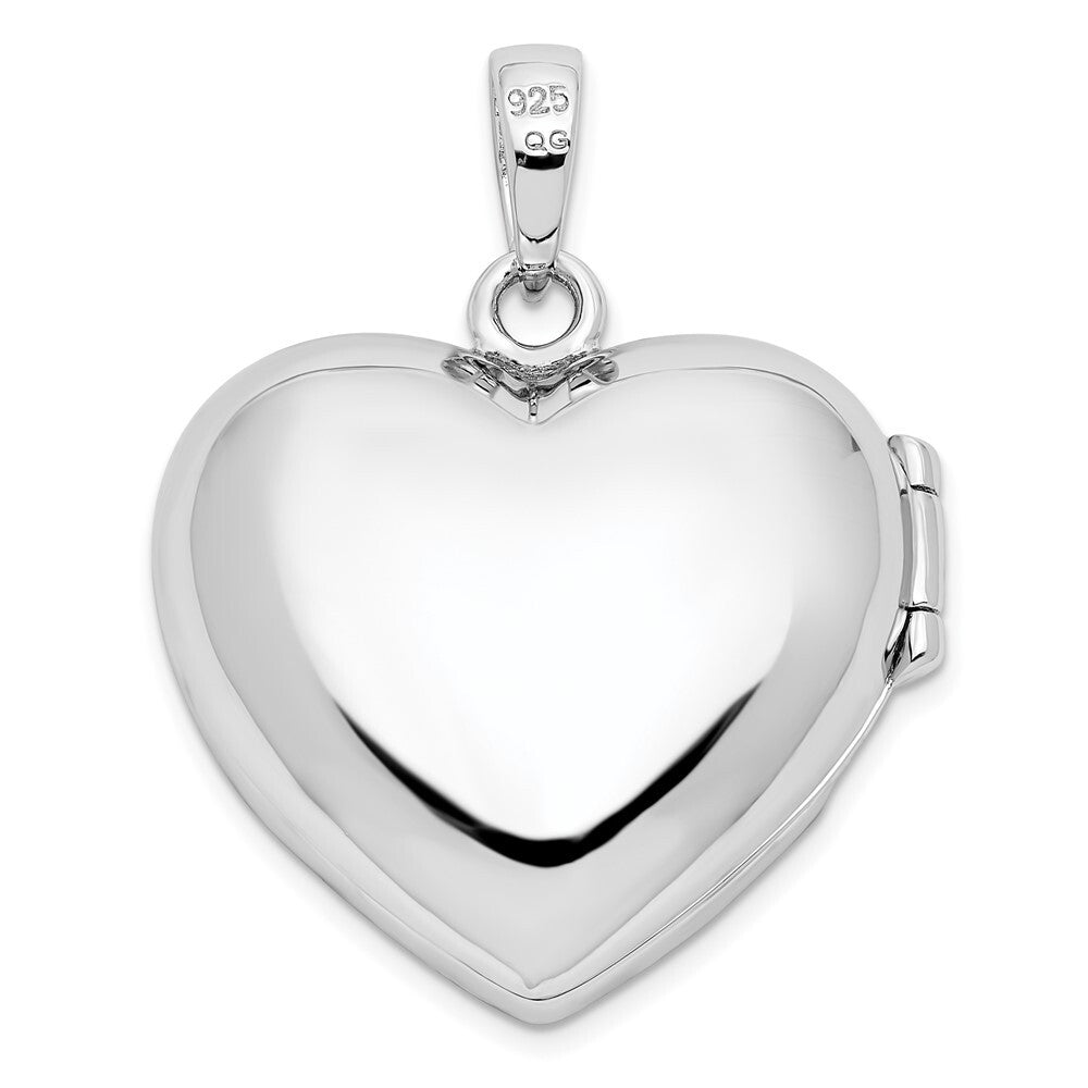 Sterling Silver Rhodium-plated Fancy Cubic Zirconia Heart Locket
