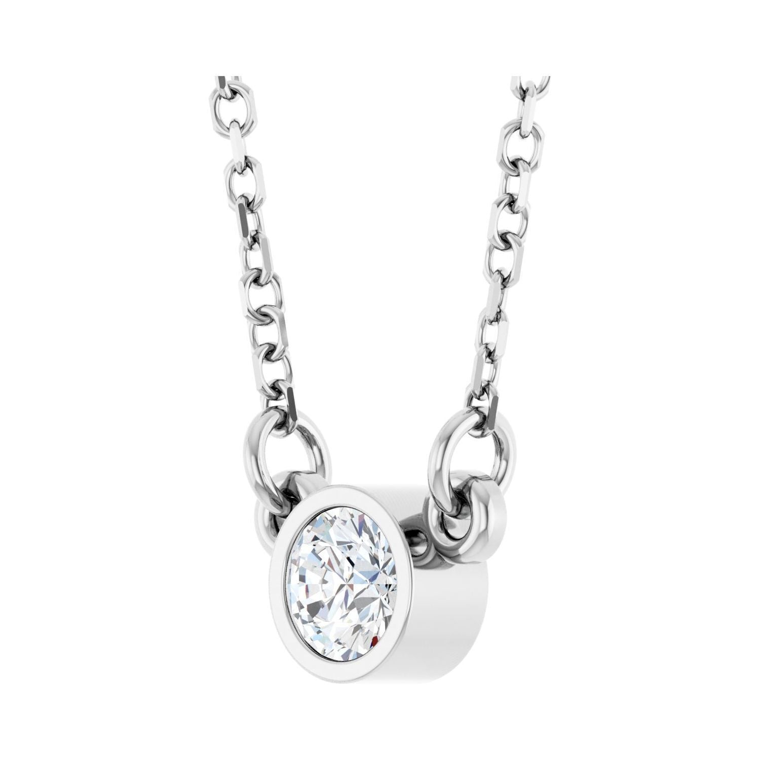 14k White Gold 1/6 CT Natural Diamond Solitaire Pendant Necklace 18"