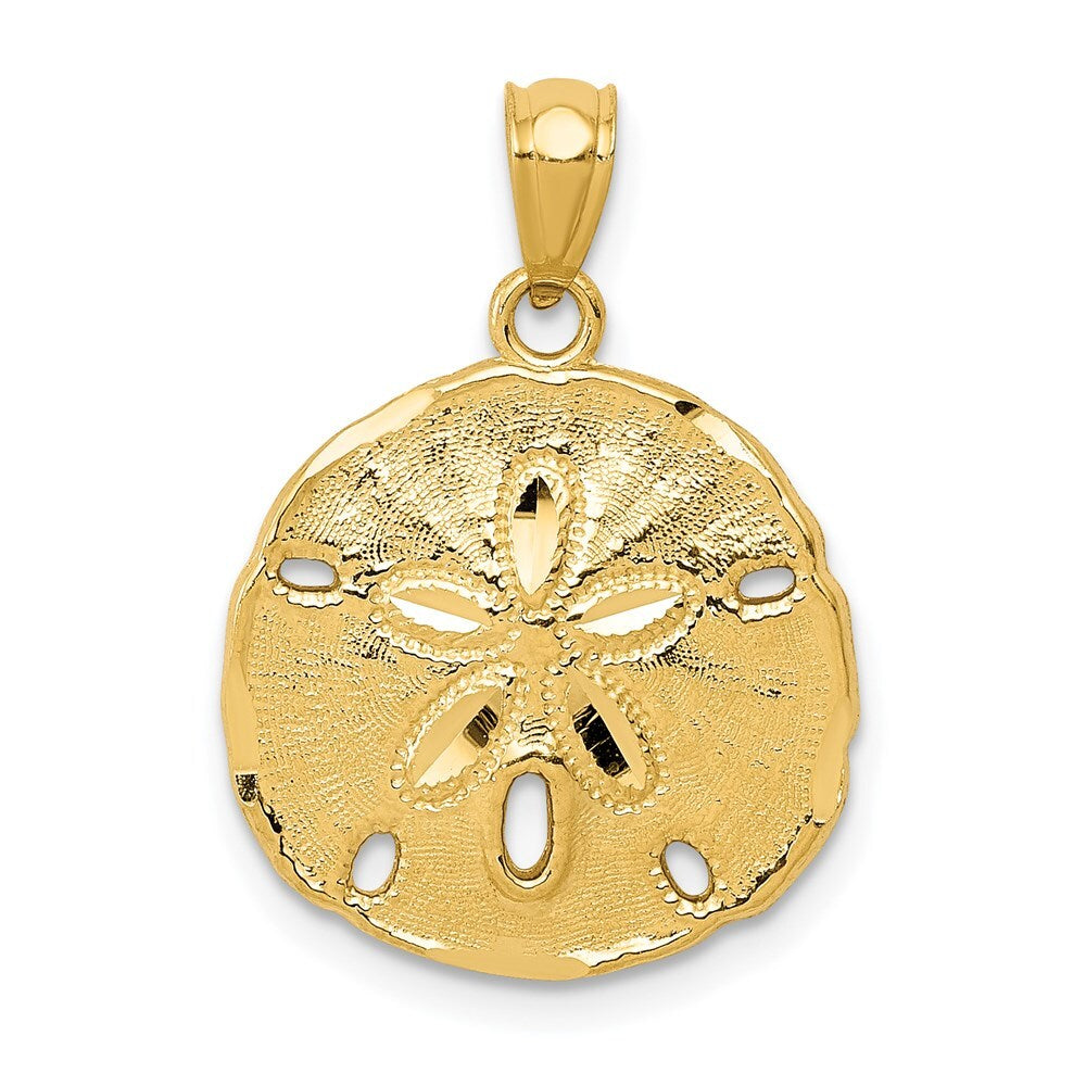 14k Yellow Gold Gold Polished Large Sand Dollar Pendant for Women