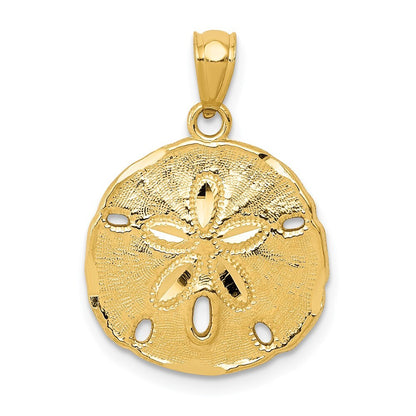 14k Yellow Gold Gold Polished Large Sand Dollar Pendant for Women