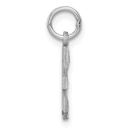 14K White Small Brushed Diamond-cut Number 3 Charm