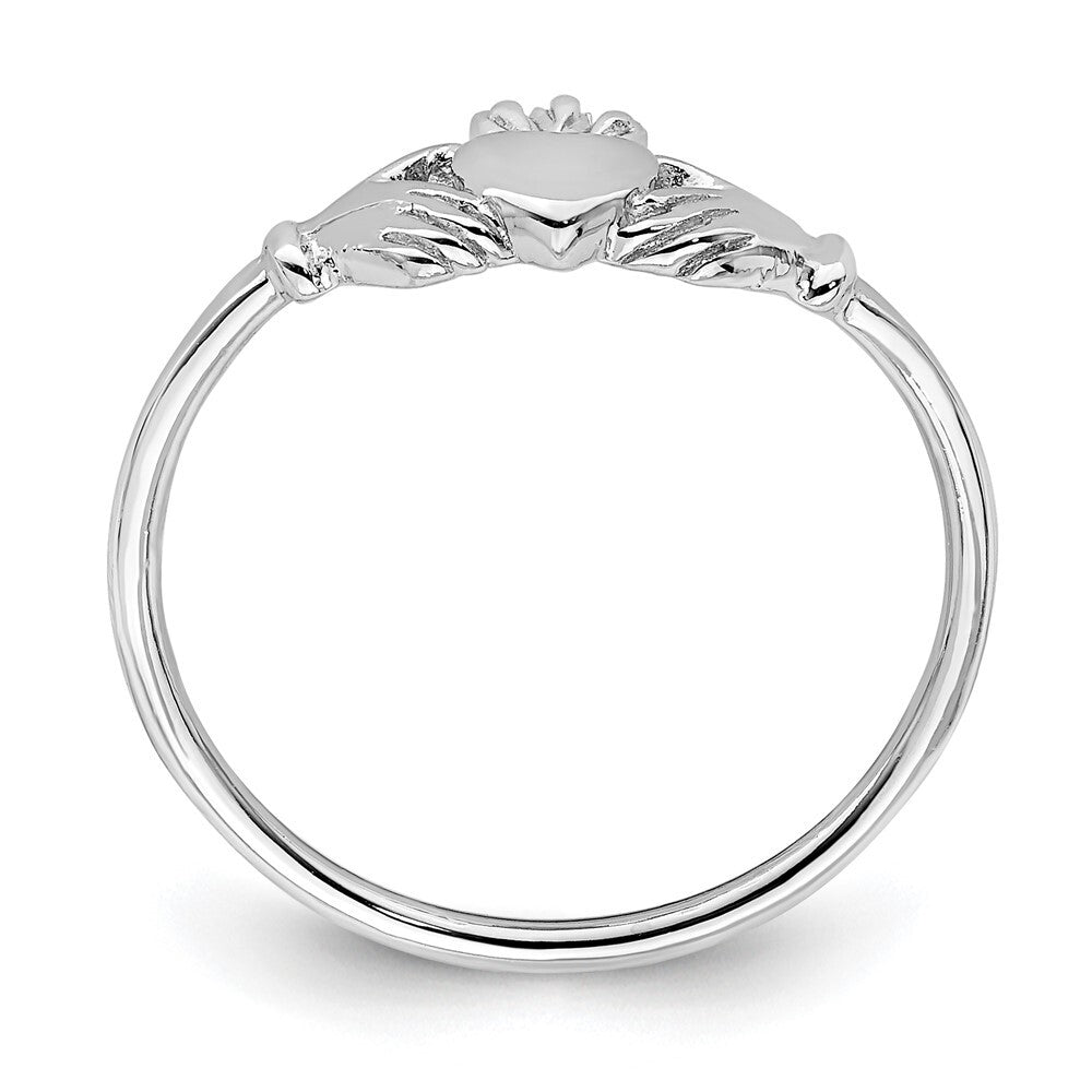 Sterling Silver Rhodium-plated Claddagh Ring Size 8