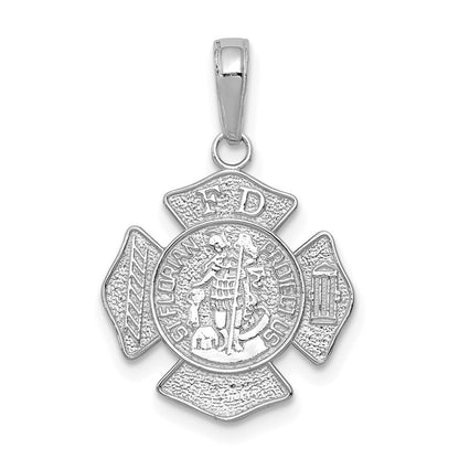 14k White Gold Small St. Florian Badge Pendant
