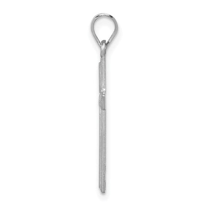 14k White Gold Hollow Cross Pendant for Women