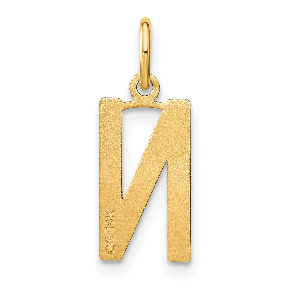 14k Yellow Gold Letter N Initial Pendant for Women