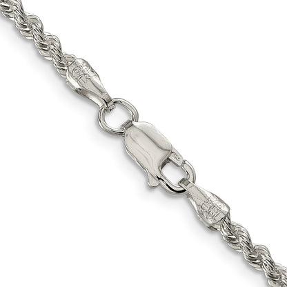 Sterling Silver 2.5mm Solid Rope Chain Necklace
