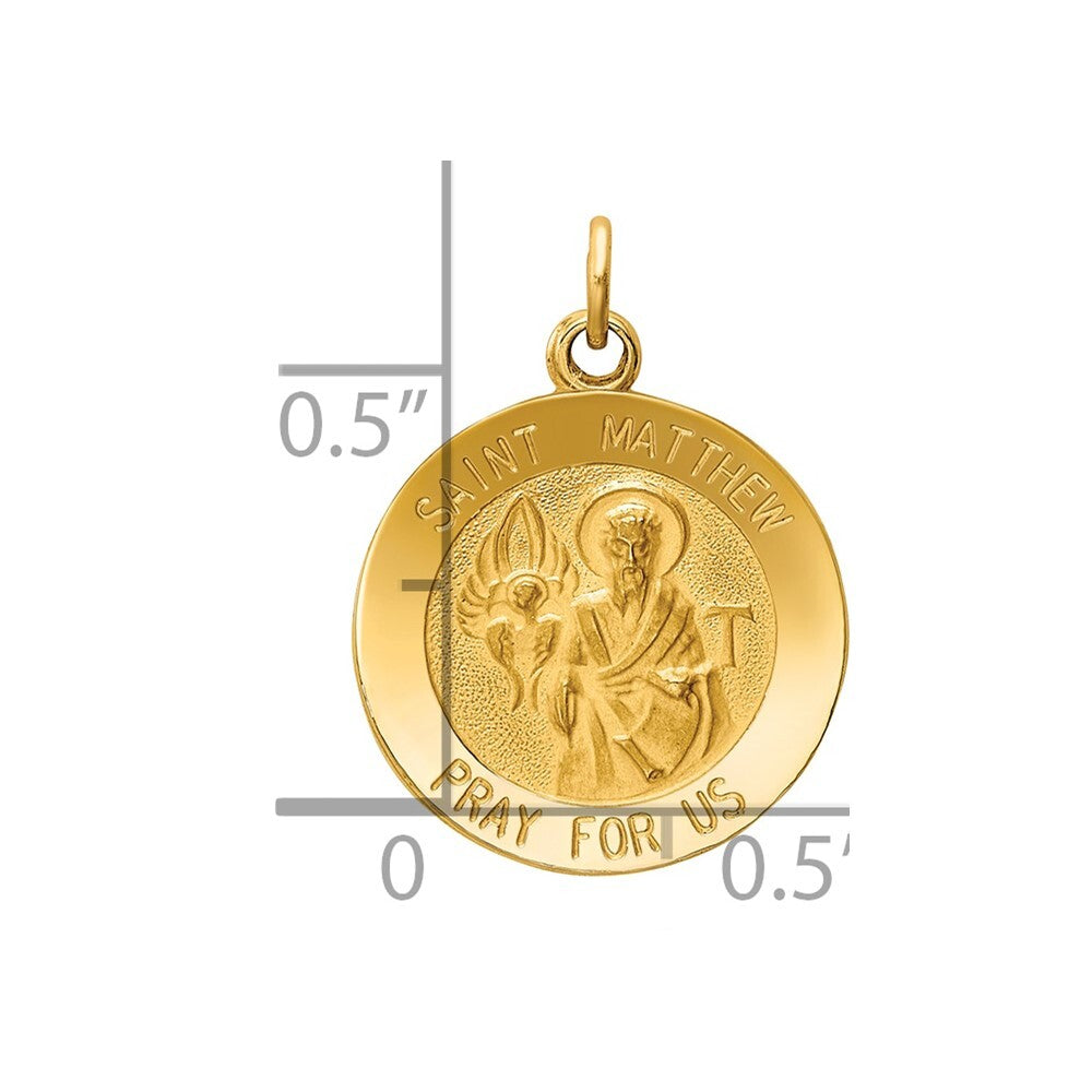 14k Yellow Gold Saint Matthew Medal Charm Pendant for Women