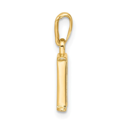 14k Yellow Gold with Rhodium Diamond Letter R Initial Pendant