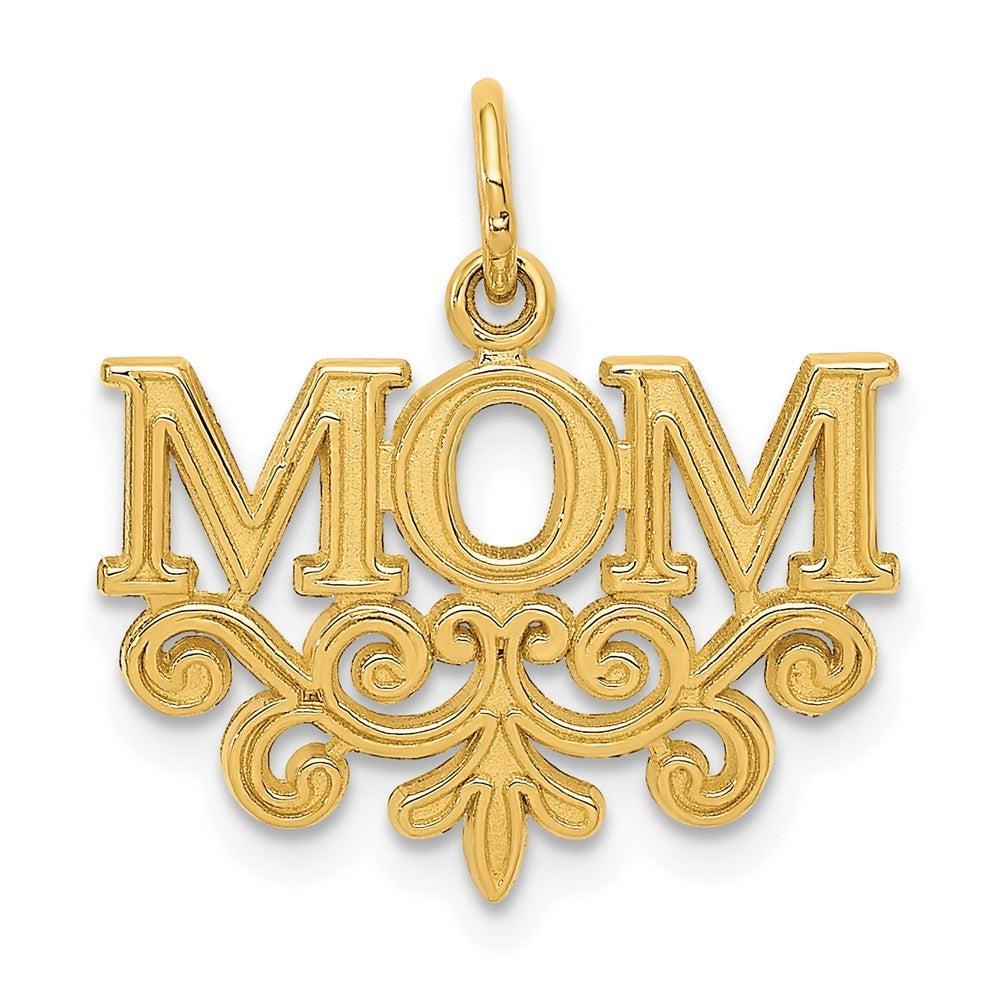 14k Yellow Gold MOM Charm