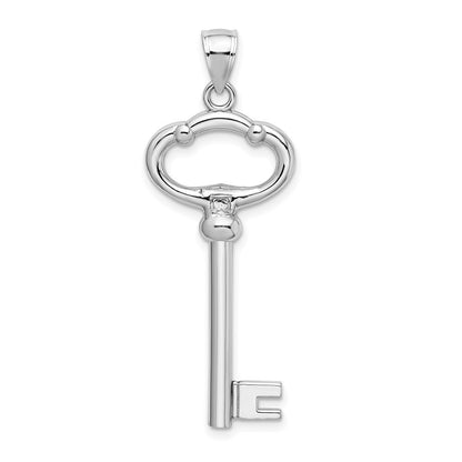 14k White Gold 3D KEY TO MY HEART Key Charm Pendant for Women