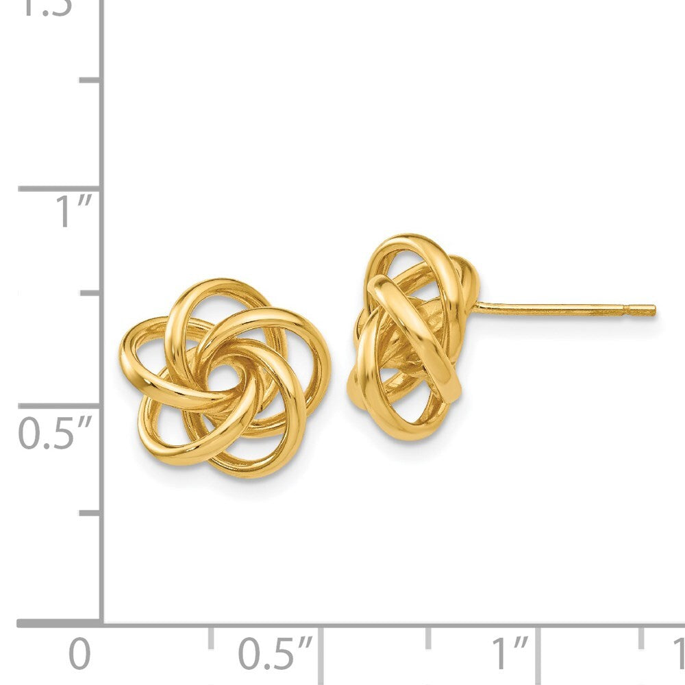 14k Yellow Gold Love Knot Stud Earrings