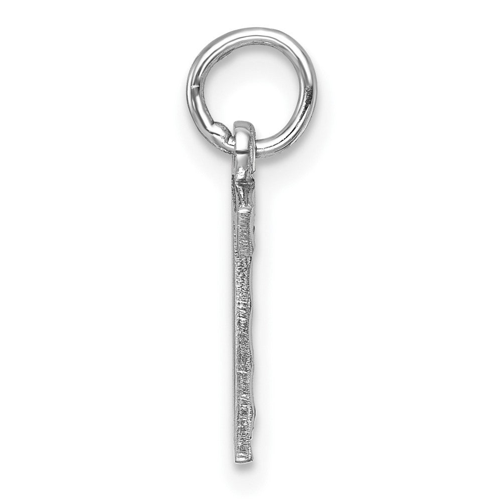 14K White Small Brushed Diamond-cut Number 7 Charm