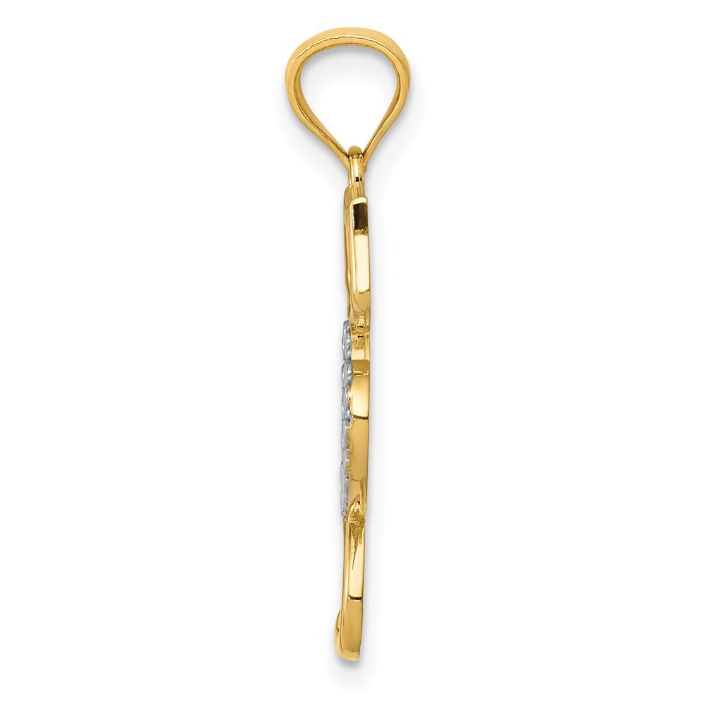 14k Yellow Gold Rhodium-Plated Polished Cat Heart Pendant for Women