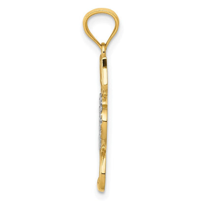 14k Yellow Gold Rhodium-Plated Polished Cat Heart Pendant for Women