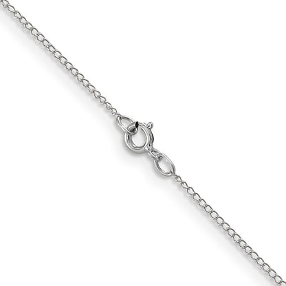 14K White Gold 16 inch Carded .5mm Curb with Spring Ring Clasp Chain Necklace