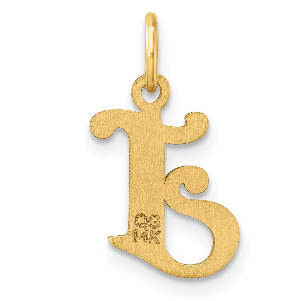 14k Yellow Gold Diamond-cut Letter J Initial Charm Pendant for Women