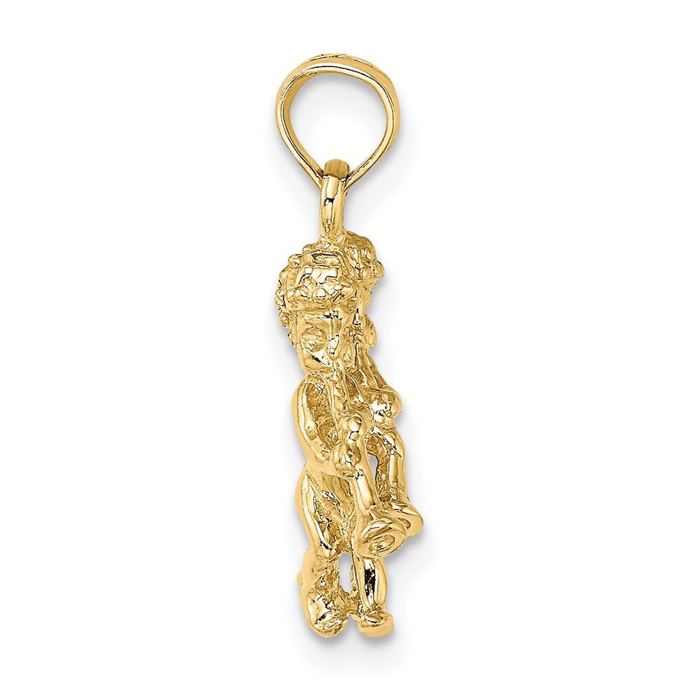 14k Yellow Gold 3-D Gemini Zodiac Charm Pendant for Women