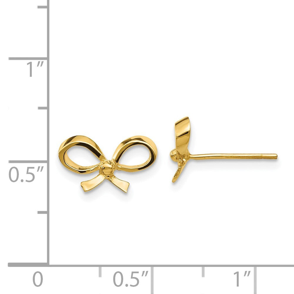 14k Yellow Gold Bow Stud Earrings