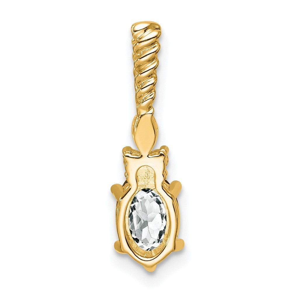 14k Yellow Gold Polished Diamond and White Topaz Twisted Chain Slide