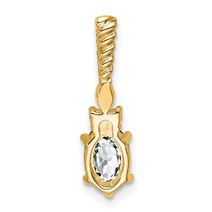 14k Yellow Gold Polished Diamond and White Topaz Twisted Chain Slide