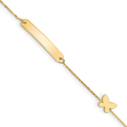 14k Yellow Gold Polished 5.5in Butterfly ID Bracelet