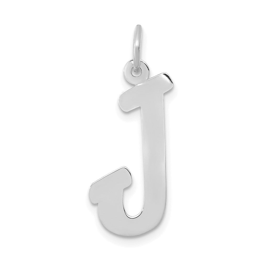 14k White Gold Small Script Letter J Initial Charm Pendant