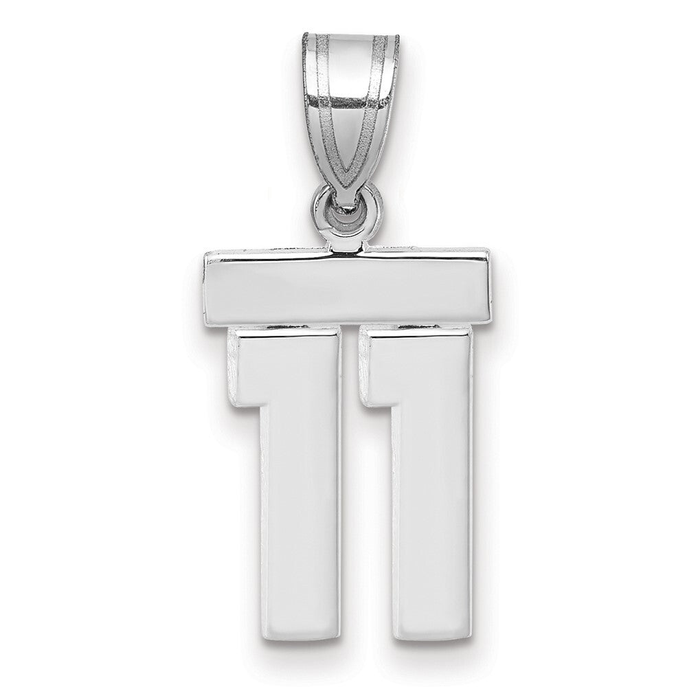 14k White Gold Small Polished Number 11 Charm Pendant for Women