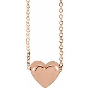 14k Rose Gold Puffy Heart 16-18" Necklace